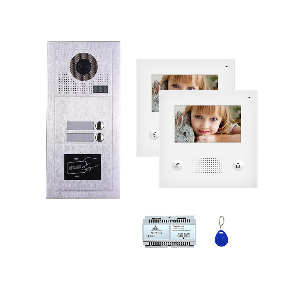 Two Tenants 4.3'' touch screen video phone door entry camera kit (复制)