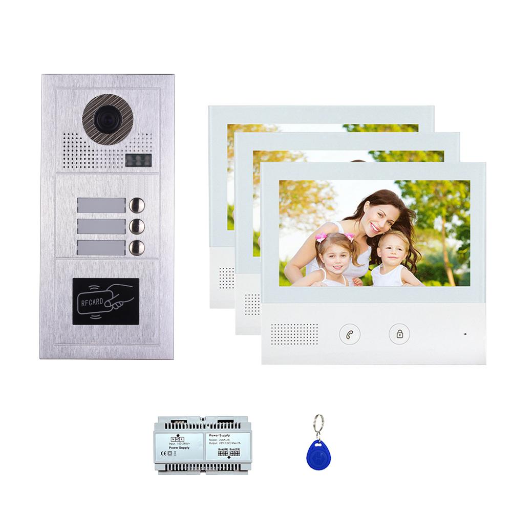 Three Tenants 7''display screen phone door entry camera kit