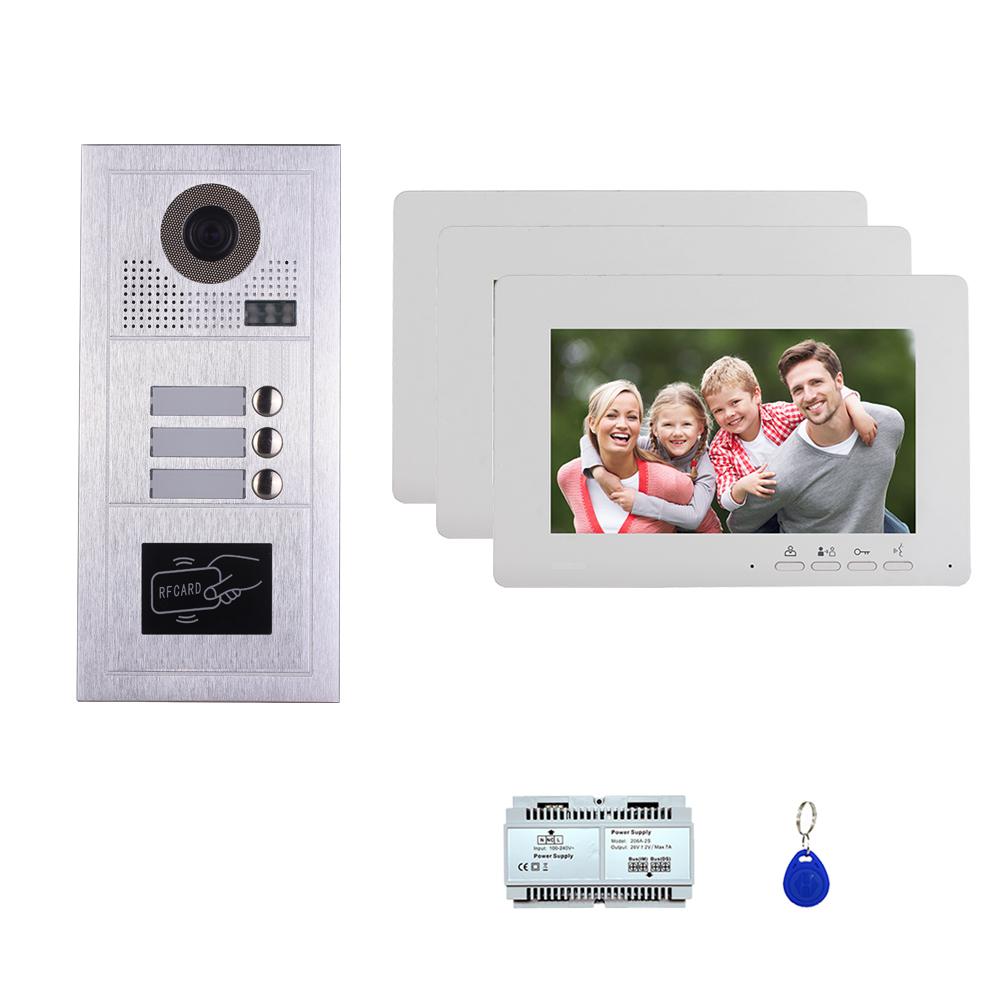 Three Tenants 7''display screen phone door entry camera kit