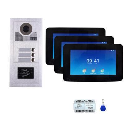 Tuya Three Tenants 7''touch screen  video phone door entry camera kit