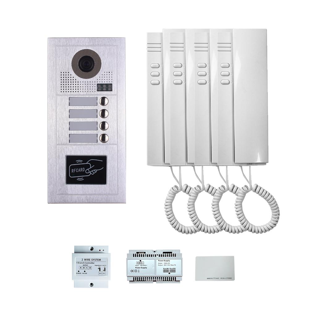 Four Tenants handset audio phone door entry camera kit