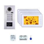 Four Tenants 7''iPad-like slim monitor video phone door entry camera kit