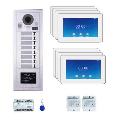 Tuya 8 Tenants 7''touch screen video phone door entry camera kit