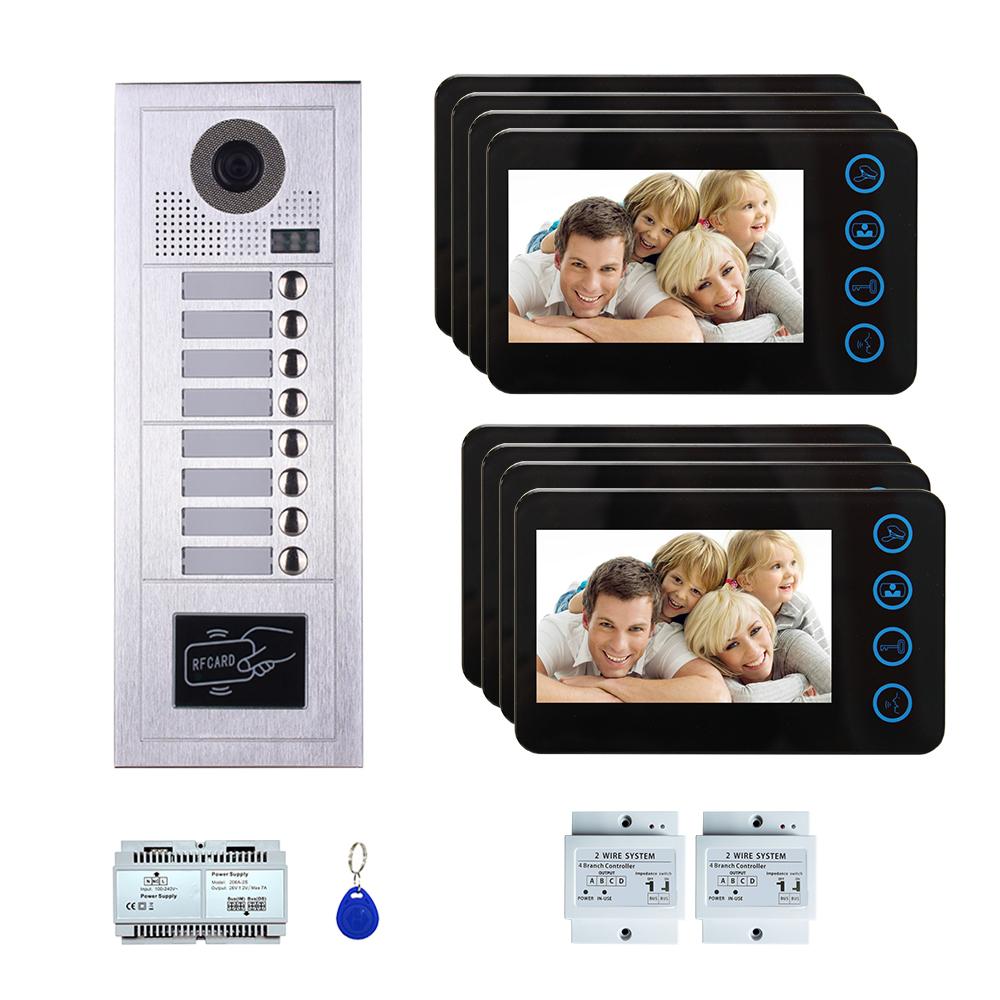 8 tenants 4.3'' video phone door entry camera kit