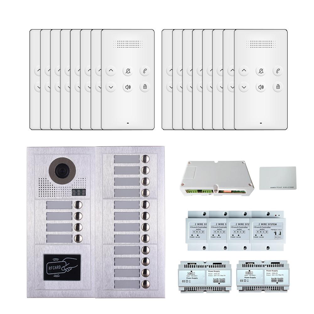 16 Apartments handsfree audio phone door entry camera kit